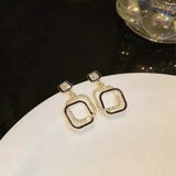 Double Frame Geometric Square Earrings