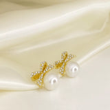 Bow Pearl Drop Earrings