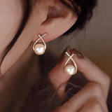 Rhinestone and Pearl Stud Earrings