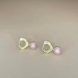 Pink Pearl Heart Earrings