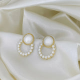 Korean Old Money Style Round Pearl Stud Earrings