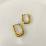 Gold Ribbed Statement Hoops