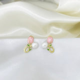 Crossed Tulip Stud Earrings